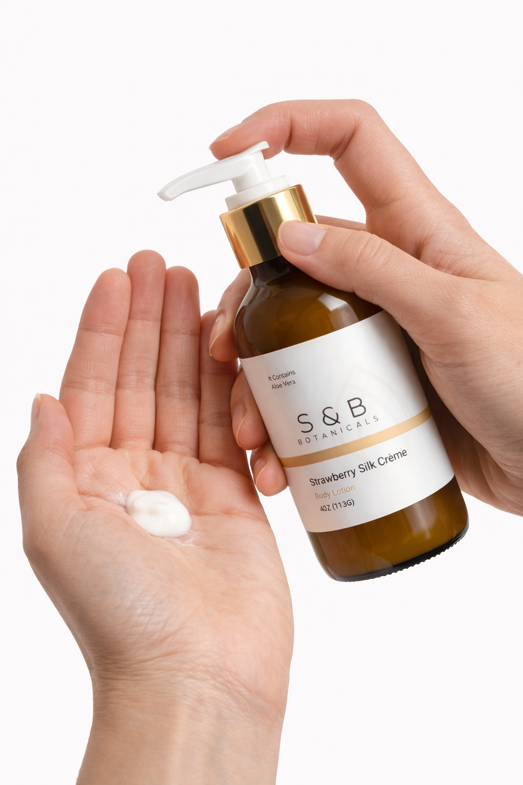 Smooth, fast-absorbing aloe vera body lotion applied to skin — lightweight daily moisturizer