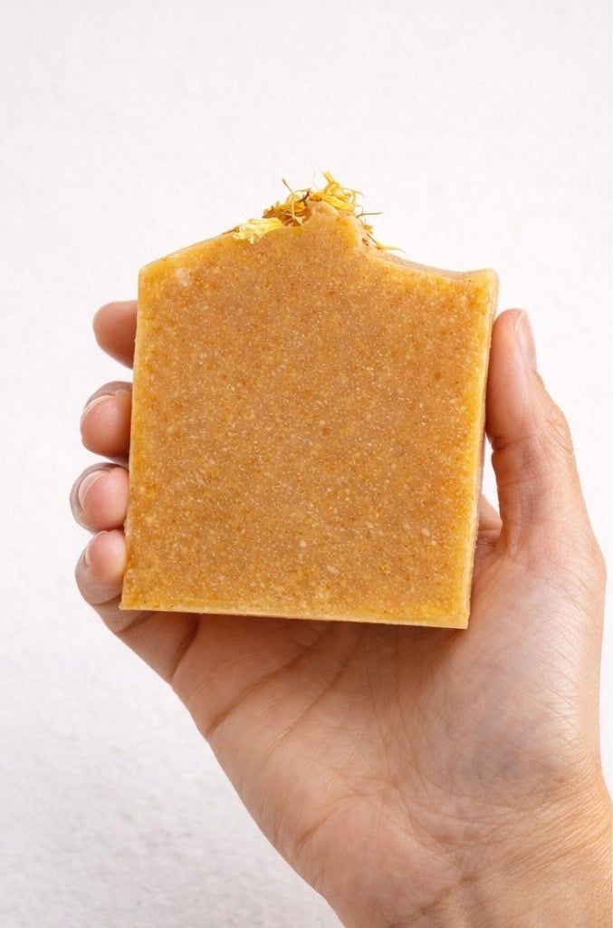 Turmeric Tallow Facial Soap Bar – Calendula, Honey & Oat Gentle Face Cleanser | Natural Herbal Facial Soap