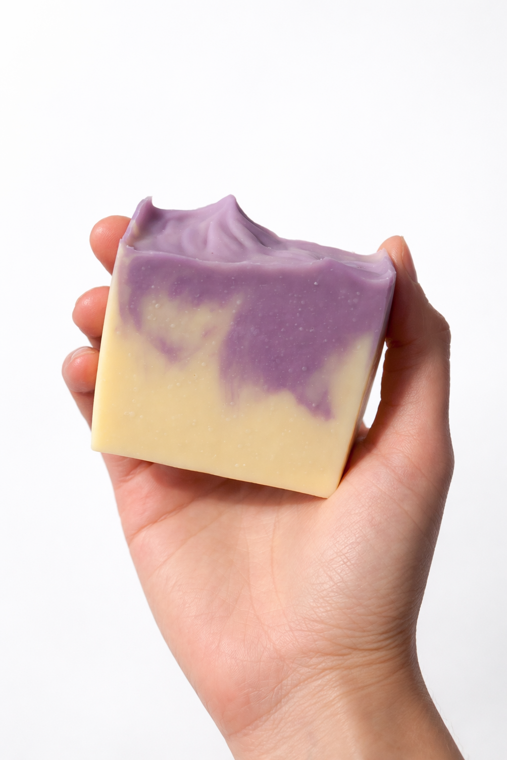 Handcrafted lavender tallow soap bar by S&B Botanicals made in small batches with natural ingredients