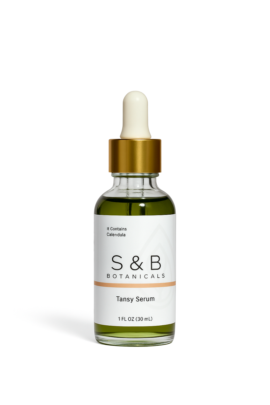 Blue tansy face serum with calendula infused oils in glass dropper bottle