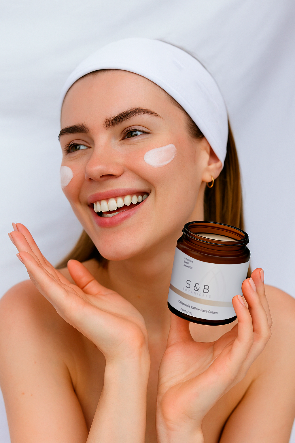 Botanical face cream with jojoba oil sweet almond oil and calendula infusion