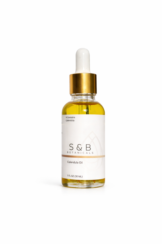 Calendula face and body oil in dropper bottle natural herbal glow oil by S&B Botanicals