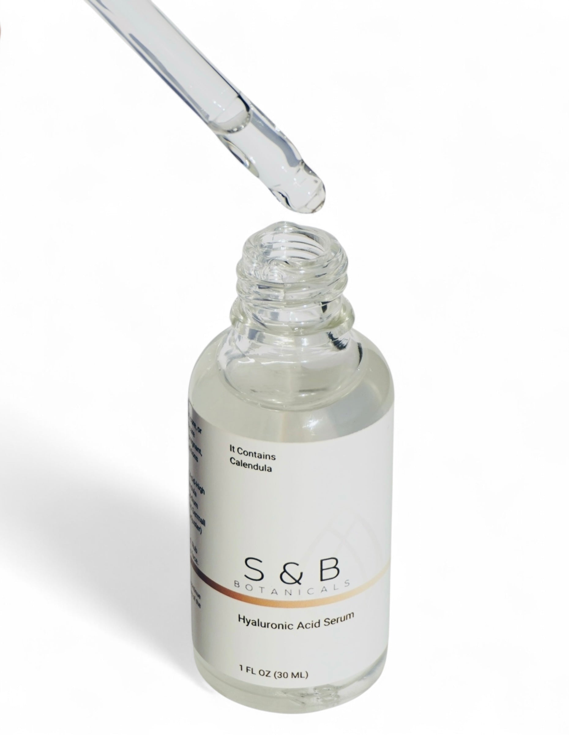S&B Botanicals calendula hyaluronic acid face serum — natural daily hydrating skincare routine for all skin types