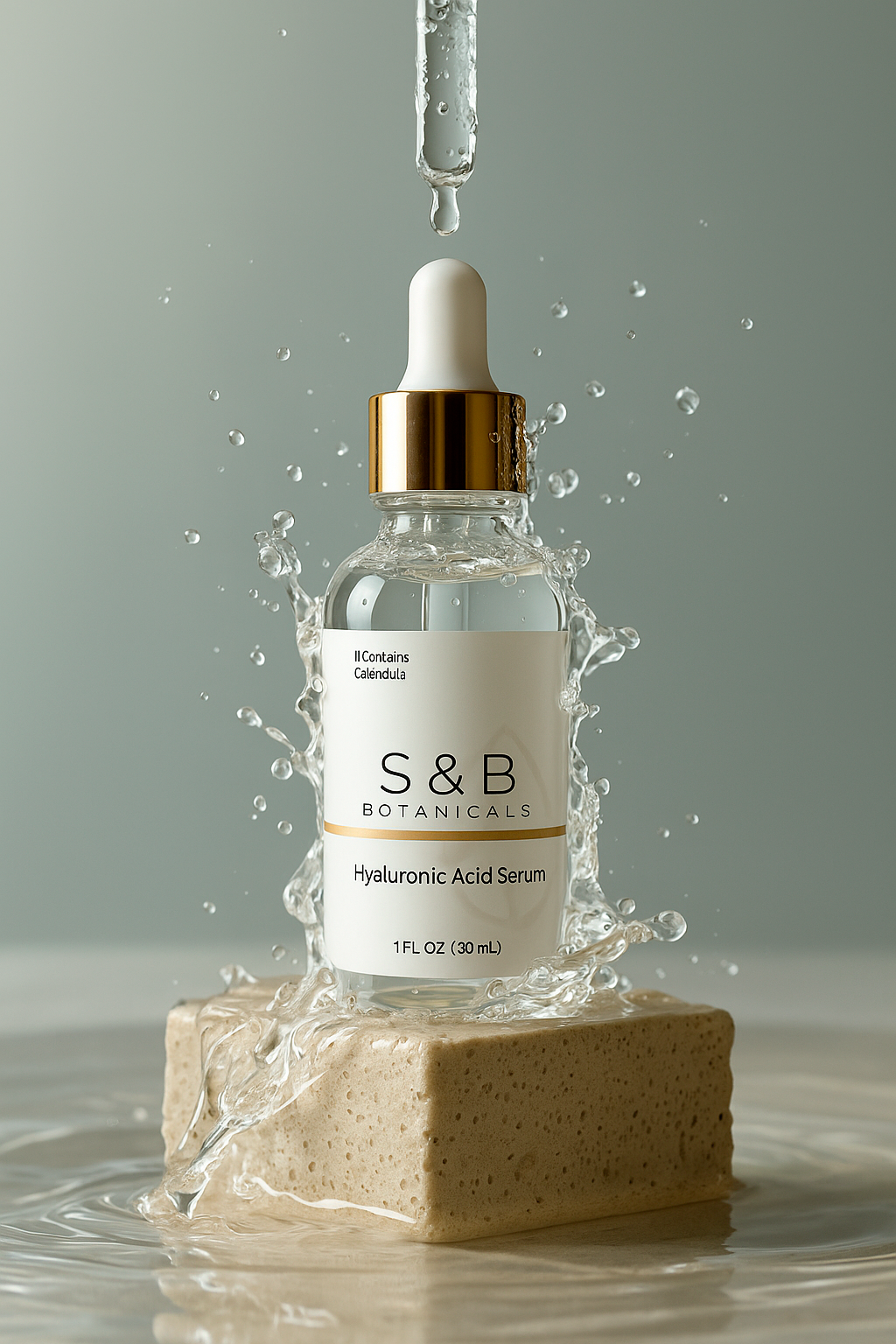 Calendula and hyaluronic acid face serum ingredients — natural botanical formula by S&B Botanicals