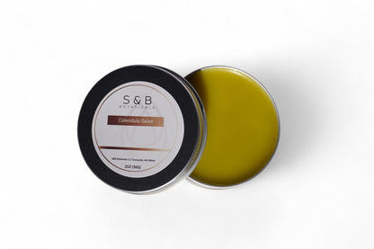 Calendula salve 2 oz in tin – natural herbal balm made with olive oil and beeswax for dry skin