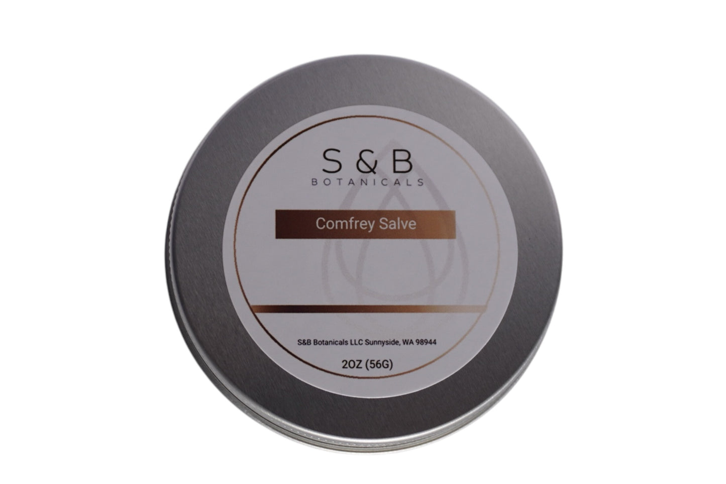 Comfrey salve 2 oz in tin – natural herbal balm made with olive oil and beeswax for dry skin