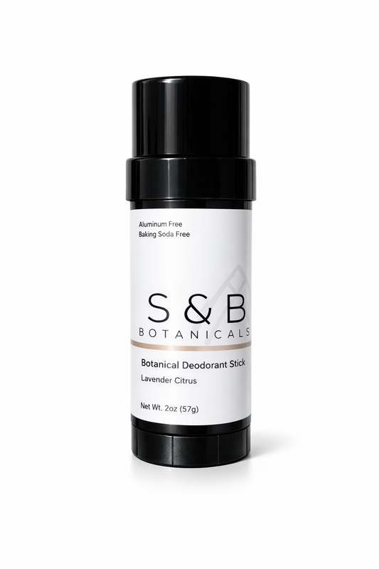 Natural deodorant stick aluminum-free baking soda-free for sensitive skin by S&B Botanicals