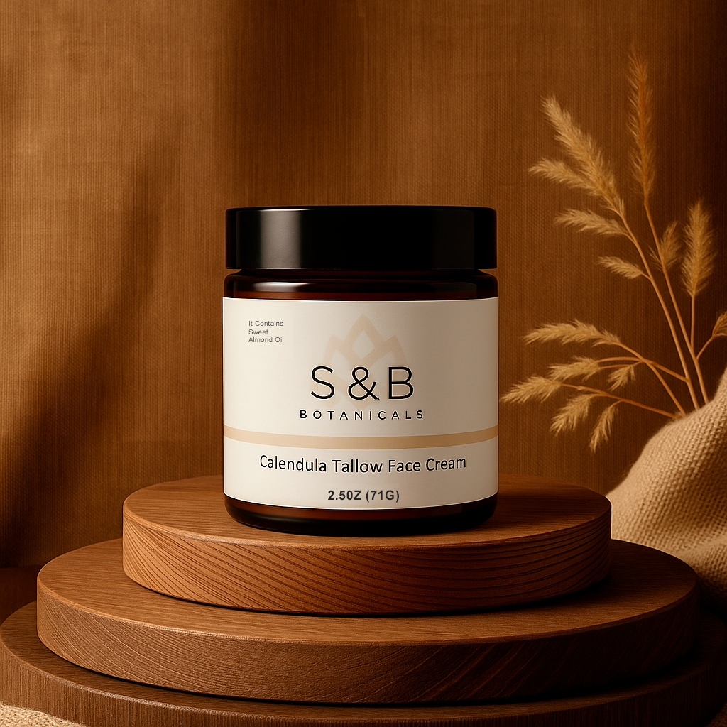 Natural face moisturizer for dry skin with tallow and botanical oils